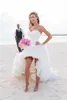 New White Sweetheart Short Beach Wedding Dresses with Gorgeous Pick-ups Figure Flattering Corset Bubble Romantic Beach Wedding Dresses 2015