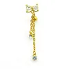 Body Belly Button Rings Guldpläterade rostfritt stål Skivstång dingle Rhinestone Long Chain Navel Rings Piercing smycken203d