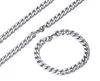 New Arrival Fantastic Silver 6mm/8mm Stainless Steel Fashion Soft NK Curb Link Chain Necklace Bracelet Jewelry Set For Unisex