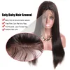 Glueless spets frontala peruker 8a brasiliansk jungfru hår rak 250% densitet före plockad full spets mänskliga hår peruker för svarta kvinnor