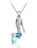 New Pendant Necklaces Austrian Crystal Cinderella Crystal Shoes Pendants 925 Stering Silver 18k Gold Plated Chains Fashion Jewelry 10 Colors