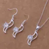 Boucles de bijoux de mode mixte 925 Boucles d'oreilles de collier en argent pour les femmes pour envoyer ses cadeaux de petite amie / femme livraison gratuite 9set / lot 1466