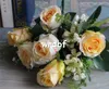 Silk Spring Rose Bush (12 stelen / stuk) 47cm / 18.5 "Lengte Kunstbloemen Rozen Loosestrape Foam Fruit Cherry Petal for Wedding CenterPiec