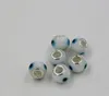 Hot Sell ! 100pcs 14mm Evil Eye Murano Lampwork Colored Glaze 5mm Big Hole Glass Beads Fit Charm Bracelet DIY Jewelry White Color