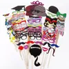 Gratis DHL Foto Props Glasses Mustasch Lip Hold Stick Bröllop Födelsedagsfest DIY Masker Roligt Favorit 1Set 44PCs