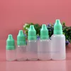 Botellas cuentagotas de plástico LDPE de 30 ML con tapas a prueba de manipulaciones, puntas para ladrón, vapor seguro, exprimidor, pezón grueso, 100 piezas