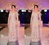 Sheer Neck Lace Mother of the Bride Dresses Evening Wear Appliques Långärmad Golvlängd Evening Gowns Plus Size Modest Vestidos de Noiva