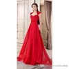 Formale abito da sera rosso corsetto chiffon lungo a figura intera con lacci abiti da ballo a-line manica ad aletta aperta indietro abiti da festa