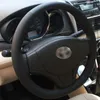 Funda para volante de coche para Toyota Yaris L 2014 VIOS, cuero genuino, bricolaje, puntada a mano, decoración Interior de estilo de coche