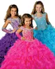 Ritzee Girls 6679 Beads Halter Girls Pageant Dresses Little Girl Ball Gown Big Kids Full Length Cap Sleeve Custom Made Girls Party Gowns