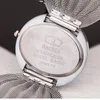 Women Dress Watches Quartz Watch Luxury Mesh Wrist Watch Oval Gold Armband Alloy Rhinestone Women's Watches Whole Lady C267B