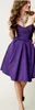 Goedkope Simple Dark Purple One Schouder Mouwloze Korte Bruidsmeisje Jurk Satijn Corset Knielengte Rits Elegante Bruiloft Jurken Toga