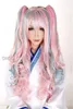 Two claw clip ponytail wig WoodFestival Wavy long wigs for women Synthetic hair cosplay wig with bangs Pink purple blue black white beige blonde