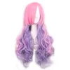 Woodfestival Long Wavy Wig Rainbow Color Synthetic Hair Women Japanesa Harajuku Green Pink White Red Purple Fiber Anime Cosplay WI3238024