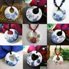 DIY Ceramiczne Wisiorki Naszyjnik Moda Vintage Chiny Handmade Naszyjnik Etniczny Niebieski i Biały Biżuteria Akcesoria Jingdezhen Ręcznie malowane prezent