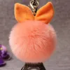 Mulheres Fuzzy Bunny Orelha Keychain Fashion Faux Coelho Pele Keyfobs Hover Charms Bag Keyring Fluffy Pompom Key Anéis Pingente de Carro Kimter-D316Q A