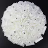 2016 New Crystal White Bridal Wedding Bouquets 구슬 신부를 잡고있는 꽃 손으로 만든 인공 꽃 장미 신부 들러리 196253051