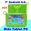 Marka dla dzieci Tablet PC 7 "Quad Core Children Tablet Android 4.4 Allwinner A33 8 GB Google Player WiFi + Duży Głośnik + Pokrywa ochronna