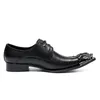 Big Size 38-46! Men's Leather Shoes Black Genuine Leather with Rivets Leather Shoes Oxford Men Designer Shoes for Men Fashion Pointed Toe