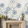 10 teile/los blau und weiß Chinesischen stil Selbst Klebe Fliesen Kunst Wand Aufkleber Aufkleber DIY Küche Badezimmer Home Decor Vinyl