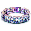 Mężczyźni Kobiety motocyklowe motocyklowe łańcuch motocyklowy Bracelets 18 mm punk rockowy Hiphop Rainbow Blue Titanium Bransoletka Bransoletka Bransoleta Bolek 316L Biżuteria rowerowa ze stali nierdzewnej