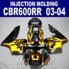 Gratis Cowl! Injektionsgjutning Gul Flamma En för Honda CBR 600RR FAIRING 2003 2004 CBR600RR 03 04 Kroppsreparation Delar OXSD