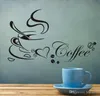 Tasse à café avec coeur vinyle citation Restaurant cuisine amovible stickers muraux bricolage décor à la maison art mural MURAL Drop Shipping JIA214