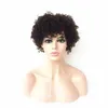 Tätt silke mänskligt hår ingen spets främre peruker naturliga hårfäste afro kinky curly maskin tillverkad afroamerikansk curl wig298h