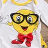 Newborn Baby Clothes Newest Cute Boys Girls Outfit Cartoon Pattern Romper Jumpsuit with Matching Long Pants Hat 3PCS Kids Clothing Sets