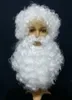 Jul Hallowmas Men Santa Claus Wig + Beard Suit April Fools Dag Kostym Boll Fader Julfri frakt