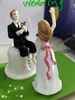 Toppers de bolo de decoração de casamento renuncia a estatueta A pesca de noiva resignado lembra