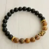 SN0243 Lucky Gold Buddha Bracelet Yoga Jasper Black Onyx Bracelet Mens Black Bracelet Stretch Bracelet pour hommes