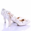 2019 Spiczaste Toe High Heels New Arrival White Pearl Wedding Buty Matka Bride Buty Rhinestone Wygodne buty