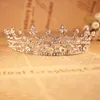 Prata Claro Cristal Nupcial Coroa Tiaras Para Noivas Grande Coroa Real Prata Cabeça Da Coroa Imitação Tiaras Jóias Pedrinhas Cristais