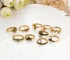 10pcs/Set Gold Color Flower Midi Rings Sets for Women Silver Color Boho Beach Vintage Turkish Punk Elephant finger Knuckle Ring Jewelry