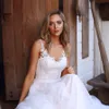 Jurken Soft Tule Design Wedding Jurken Appliques Illusion Riem Sexy Back Beach Bridal Jurys Vestidos de Novia 2019