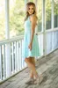 Gorący Sprzedawanie Krótkie Koronki Druhna Sukienki 2019 Mint Country Beach Party Z Perłami Klejnot Neck Długość Długość Maid of Honor Suknia