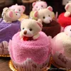 2016 New Lovely Teddy Bear Cake Towel 30*30cm mini towel Wedding Christmas Valentines birthday gifts Baby shower favors gift souvenirs