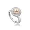 Korean style Fashion Pearl Rings Luxury Lady wedding dress accessories Jewelry Engagement Rings With Side Stones