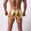 Underwear Underwear Boxer Sexy brevetto Faxu Pelle Shining Boy Penis Sacchetto maschile Mutandine Swimwear Swimwear Motopants Tight Boxer Shorts Uomini Cueca