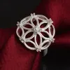 Gratis Verzending Nieuwe 925 Sterling Zilveren mode-sieraden Holle bloem Witte Diamant Met Pave zirkoon ring heet verkoop meisje gift 1720