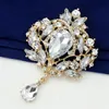 Broche de cristal enorme de lujo de 4 pulgadas, elegante colgante nupcial de boda, broche colgante en forma de gota de agua, Pin Buen regalo para niñas