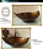 Bathroom tempered glass sink handcraft counter top leaf-shaped basin wash basins cloakroom shampoo vessel sink HX016