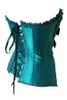 Women's Sweetheart Halter Bowknot V Neck Overbust Corset Bustier and Hi-Low High Low end Layered Mesh Skirt Costume