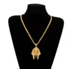 18K Gold Plated Egyptian Pharaoh King Stainless Steel CZ Pendant Necklace African Jewelry with 5mm 70cm Cuba Link Chain Vermeil Jewelry