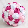 2017 Hide Powder Wedding Bridal Bouquets with Handmade Pearls Rhinestone Flowers Wedding Supplies Pink Rose Bride Holding Broo7226734