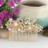 Wholesale-BELLA 2015 Rose Gold Tone Hair Jewelry For Bridal Clear Flower Ivory Pearl Hair Comb Austrian Crystal Headpiece Accessories