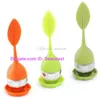 100st Tea Infuser Silicone Tea Strainer Rostfritt Stål Väska Spoon Strålfilter Fisk Tea Pot Infuser Mesh Ball 5cm med silikonbladslock