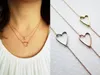 5PCS Gold Silver Tiny Line Hollow Out Open Heart Necklaces Simple Wire Wrapped Love Heart Necklaces for Lovers Couples