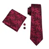 Conjunto de corbata rápida para hombre, pañuelo de seda de cachemira roja, gemelos, conjunto de corbata tejida Jacquard, trabajo de negocios, reunión Formal, ocio N03149119680